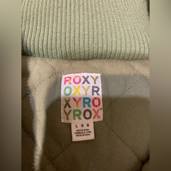 Roxy Women's Hooded Jacket Quilted Lining 100% Cotton Pockets Green Size L - Picture 4 of 10